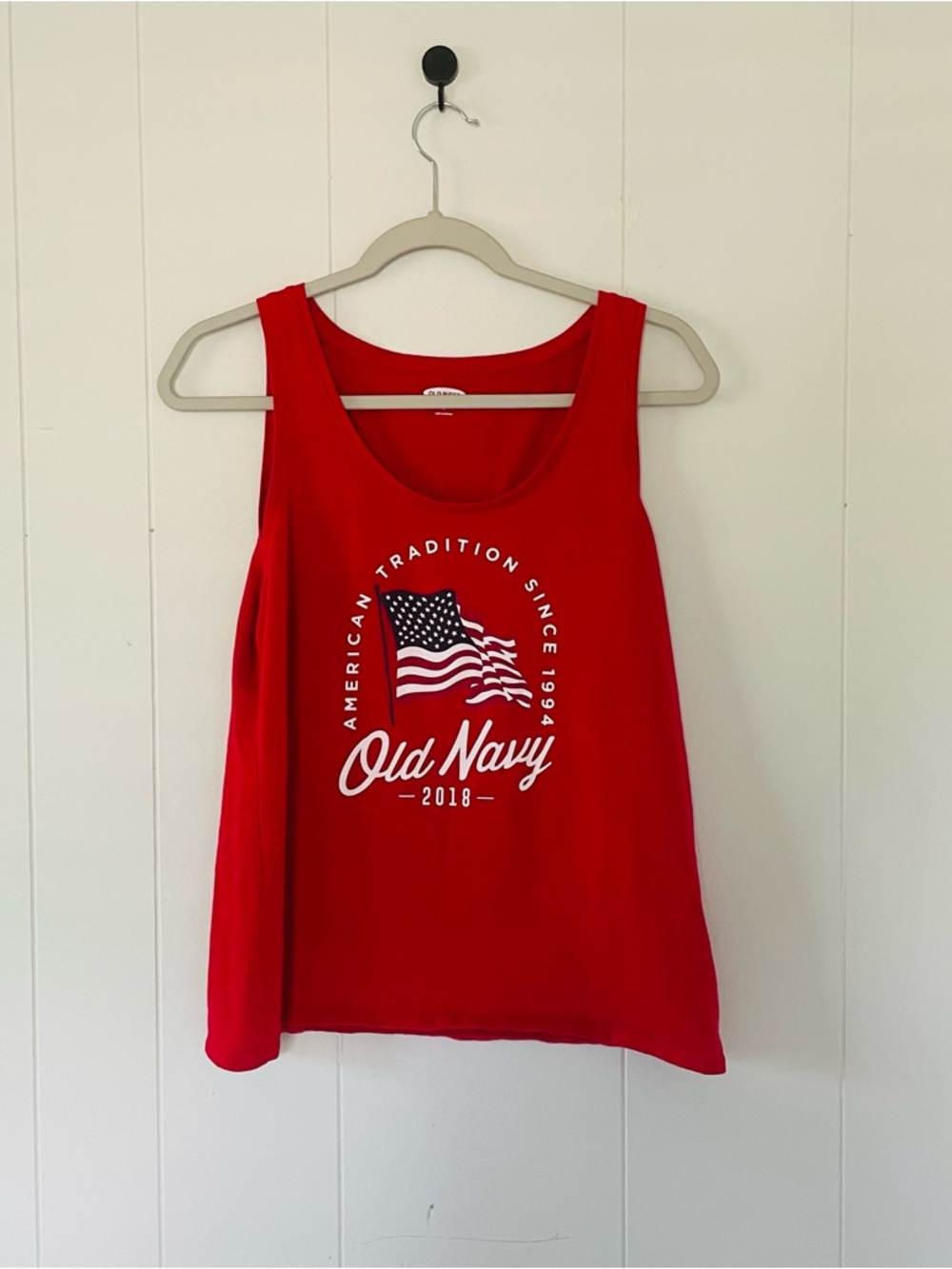 Old Navy Red Flag Graphic Tank Top